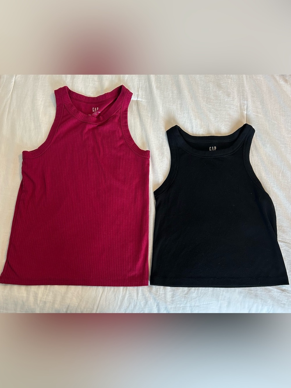 GAP Ribbed Tank Tops — Magenta and Black (Set of 2)